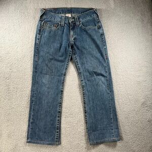 True Religion Bobby Jeans Men 32 Blue Straight Low Rise Hemmed to 28‎ Inseam